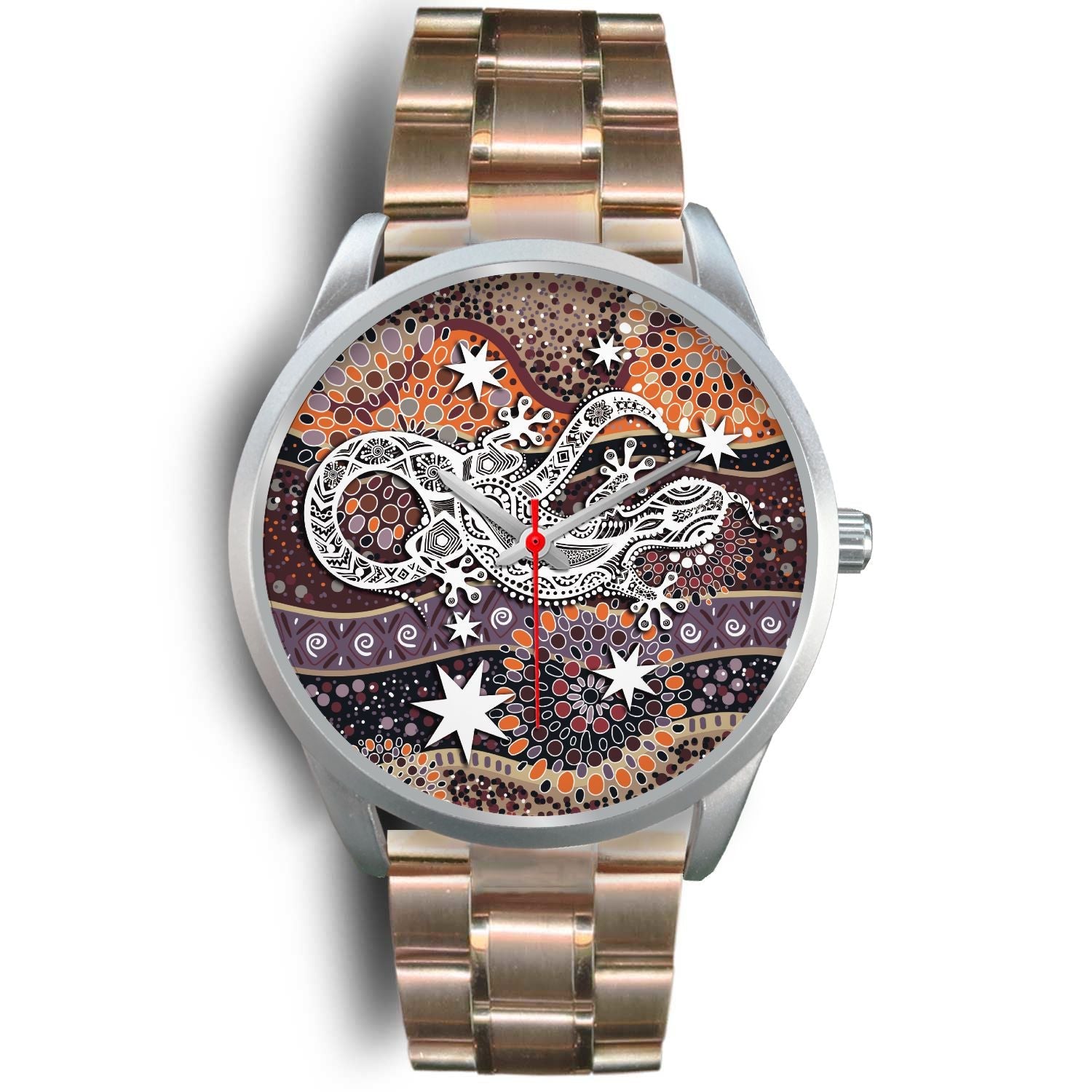 aboriginal-silver-watch-lizard-watch-indigenous-dot-painting