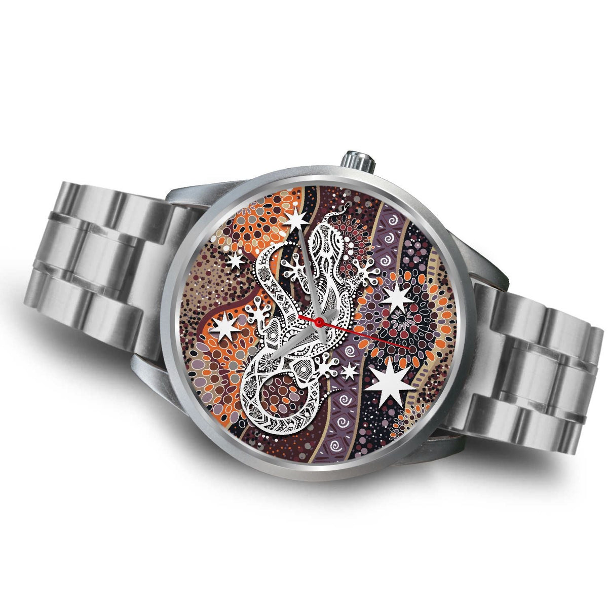 aboriginal-silver-watch-lizard-watch-indigenous-dot-painting