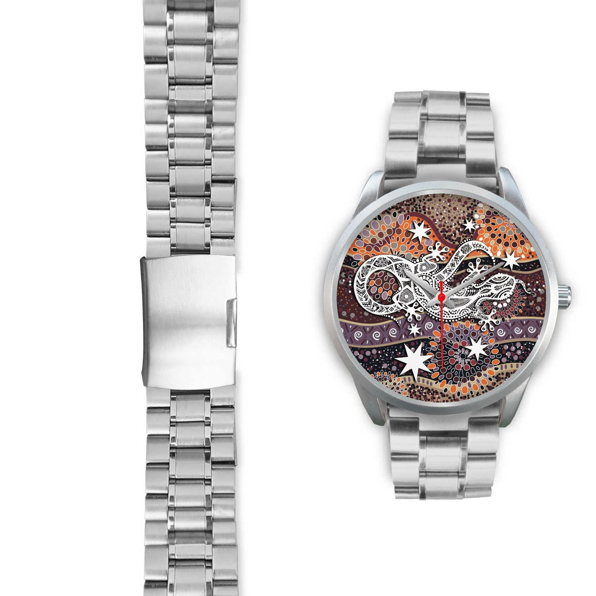 aboriginal-silver-watch-lizard-watch-indigenous-dot-painting