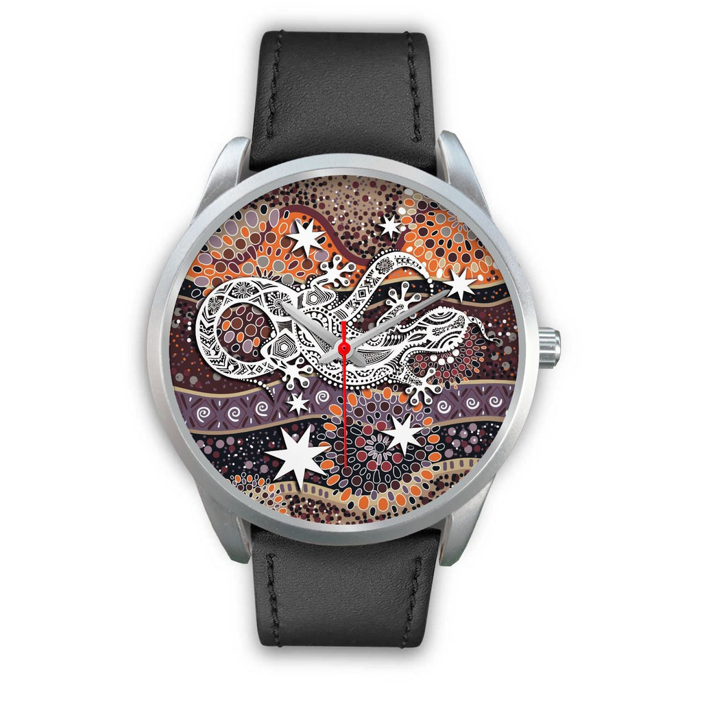 aboriginal-silver-watch-lizard-watch-indigenous-dot-painting