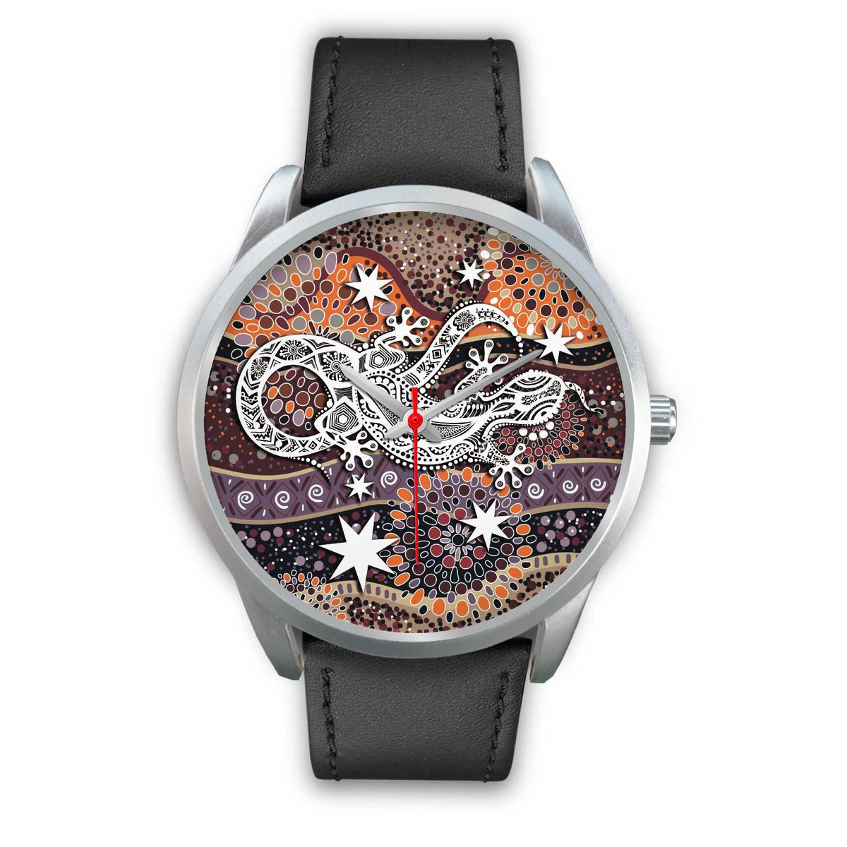 aboriginal-silver-watch-lizard-watch-indigenous-dot-painting