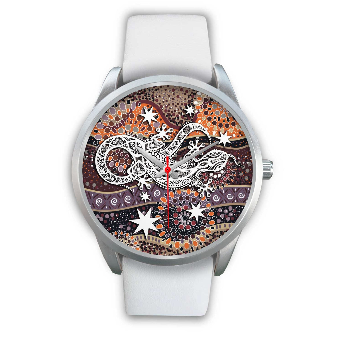 aboriginal-silver-watch-lizard-watch-indigenous-dot-painting