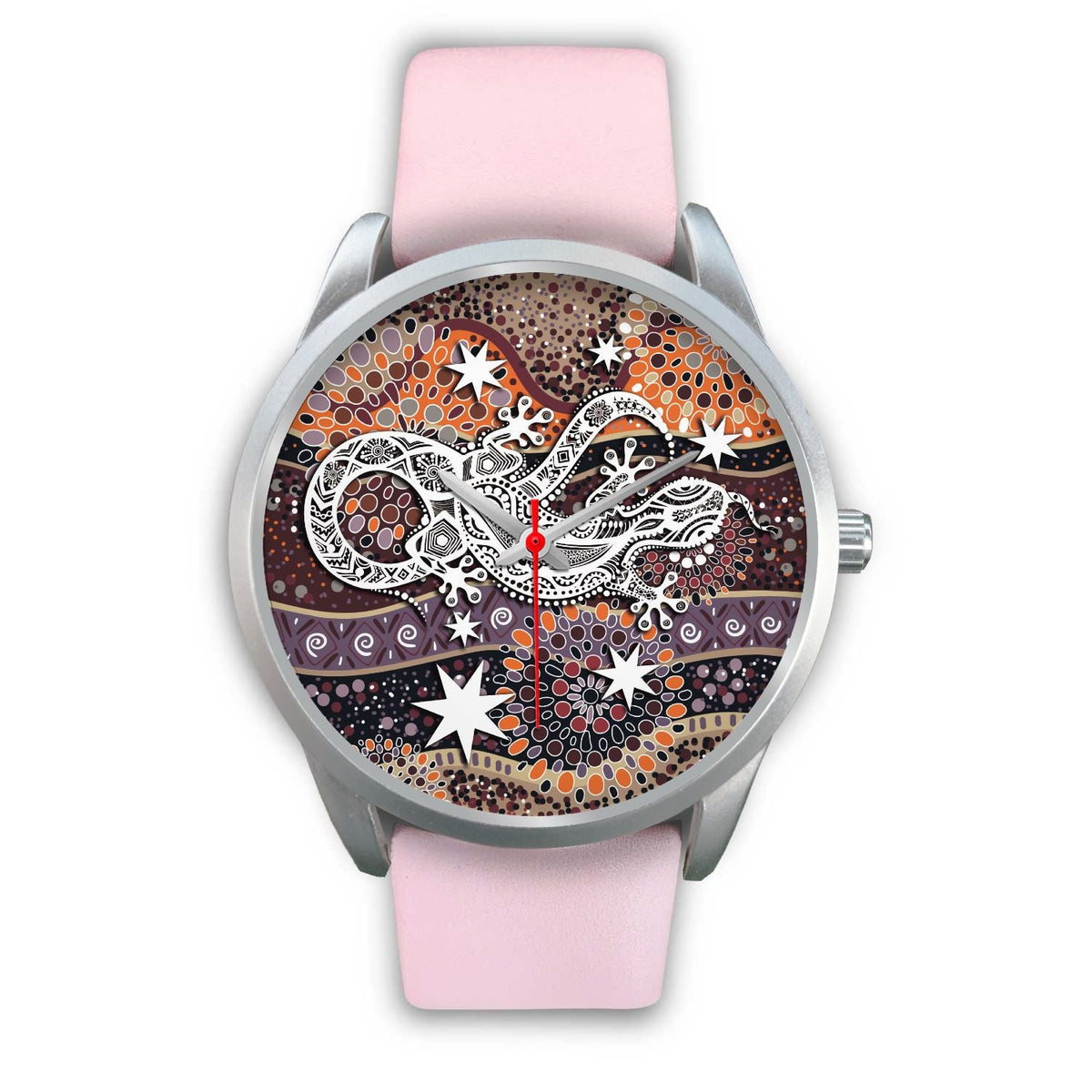 aboriginal-silver-watch-lizard-watch-indigenous-dot-painting