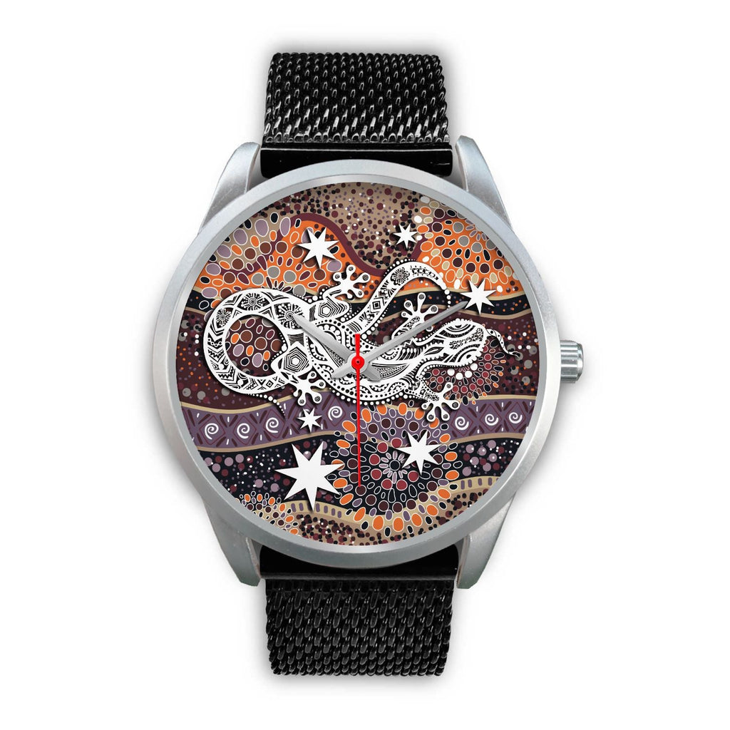 aboriginal-silver-watch-lizard-watch-indigenous-dot-painting
