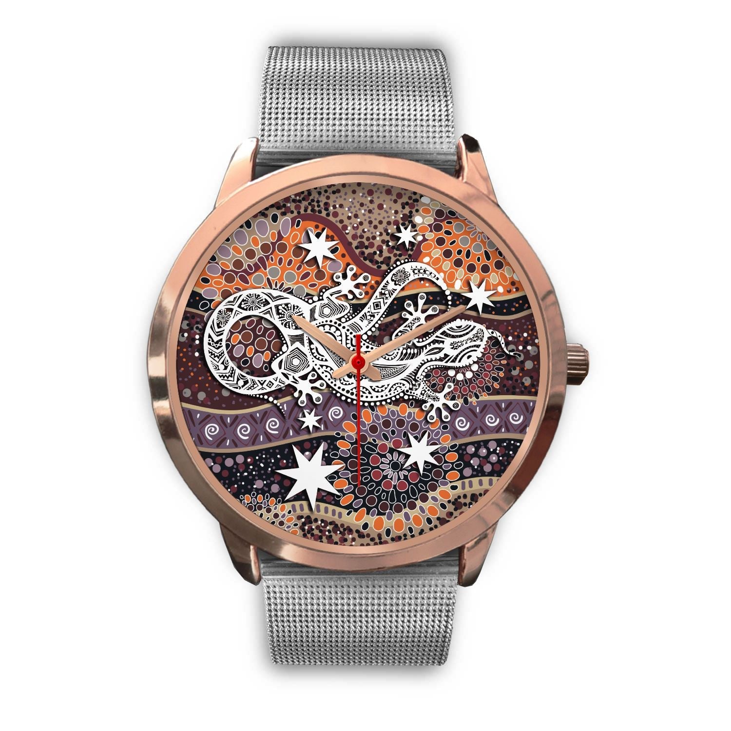 aboriginal-rose-golden-watch-lizard-watch-indigenous-dot-painting