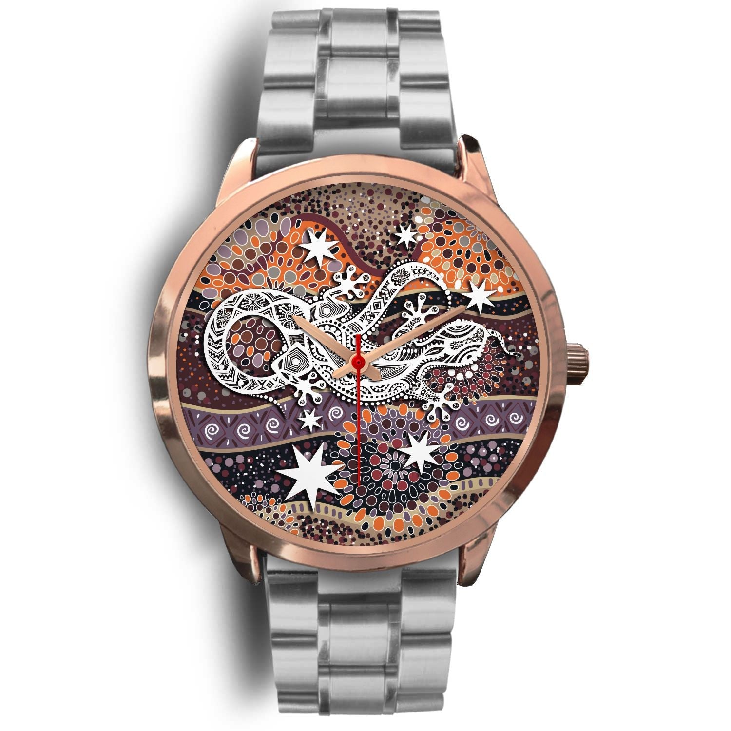 aboriginal-rose-golden-watch-lizard-watch-indigenous-dot-painting