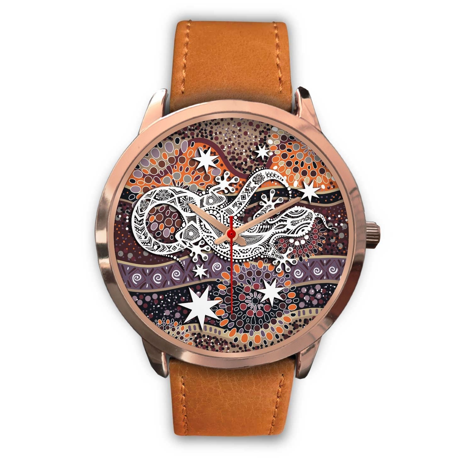 aboriginal-rose-golden-watch-lizard-watch-indigenous-dot-painting