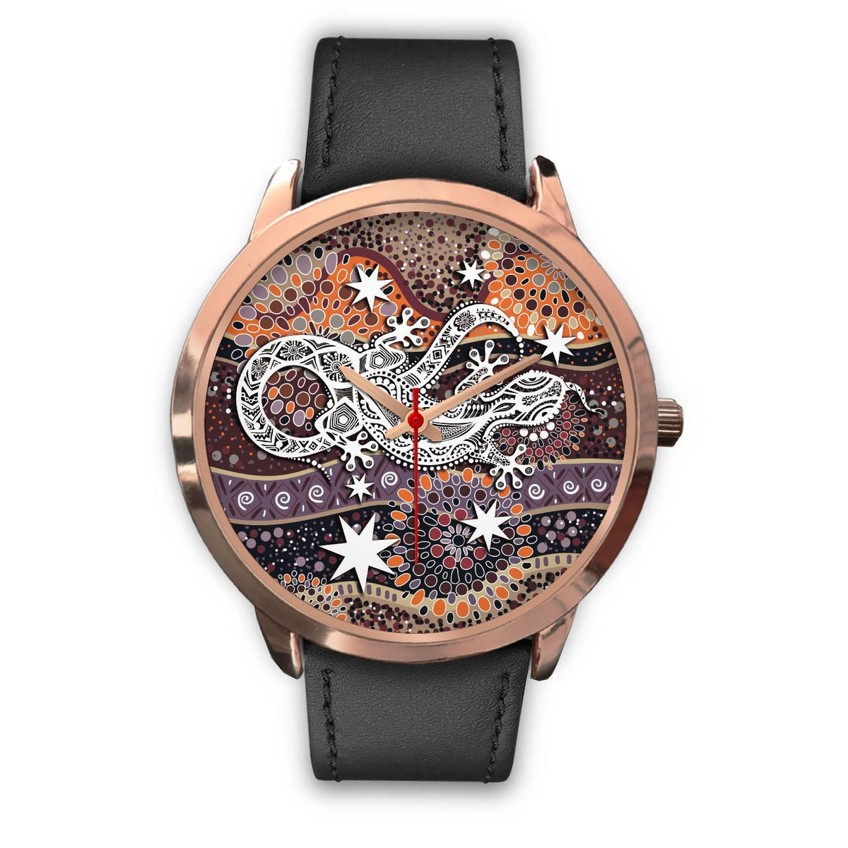 aboriginal-rose-golden-watch-lizard-watch-indigenous-dot-painting