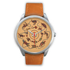 aboriginal-watch-kangaroo-patterns-circle-australian-animals-silver-watch