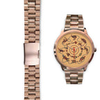 aboriginal-watch-kangaroo-patterns-circle-australian-animals-rose-gold-watch