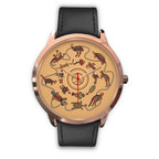 aboriginal-watch-kangaroo-patterns-circle-australian-animals-rose-gold-watch