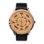 aboriginal-watch-kangaroo-patterns-circle-australian-animals-rose-gold-watch