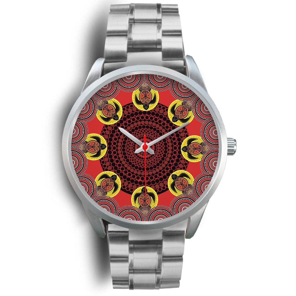 aboriginal-watch-turtle-indigenous-dot-painting-silver-watch-1