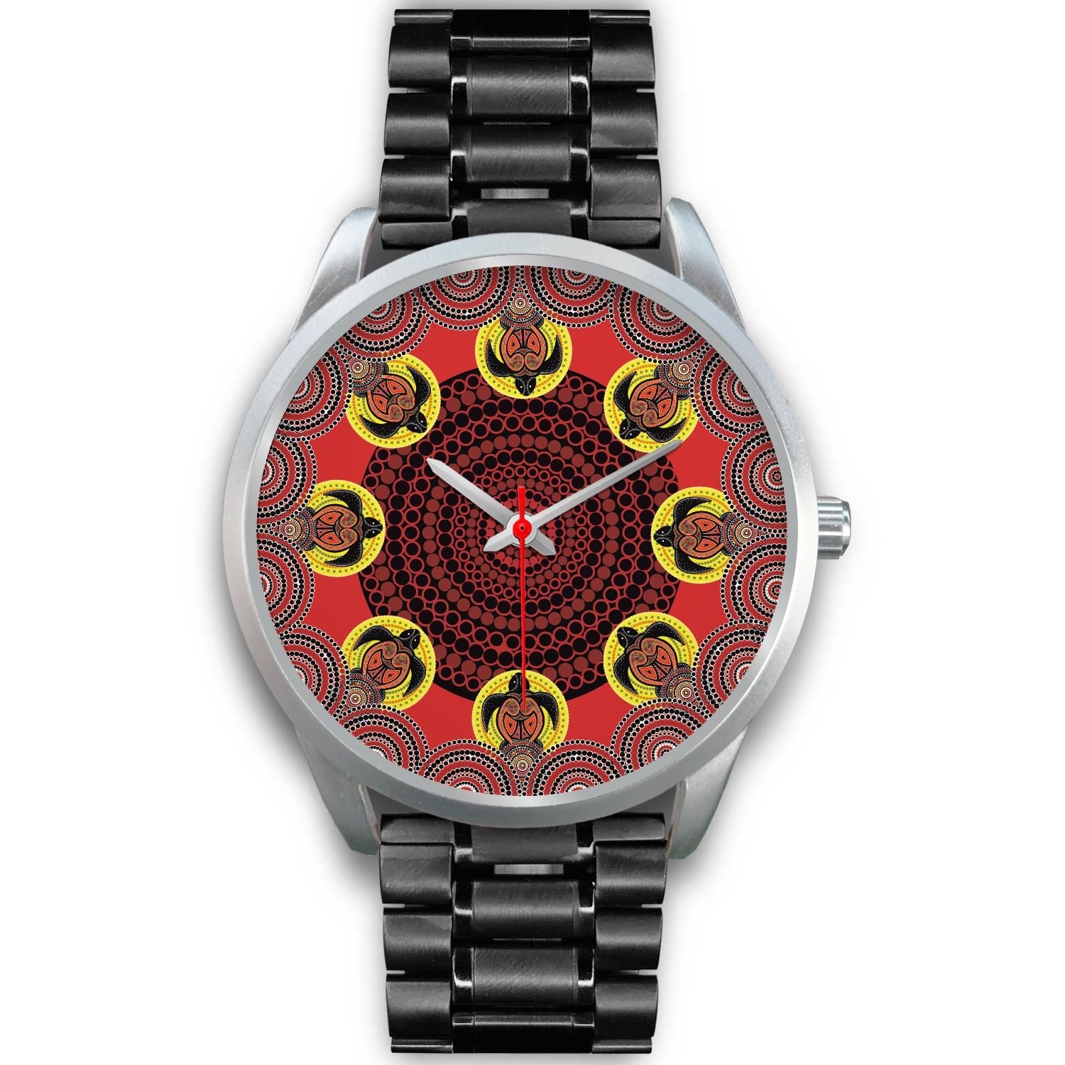 aboriginal-watch-turtle-indigenous-dot-painting-silver-watch-1