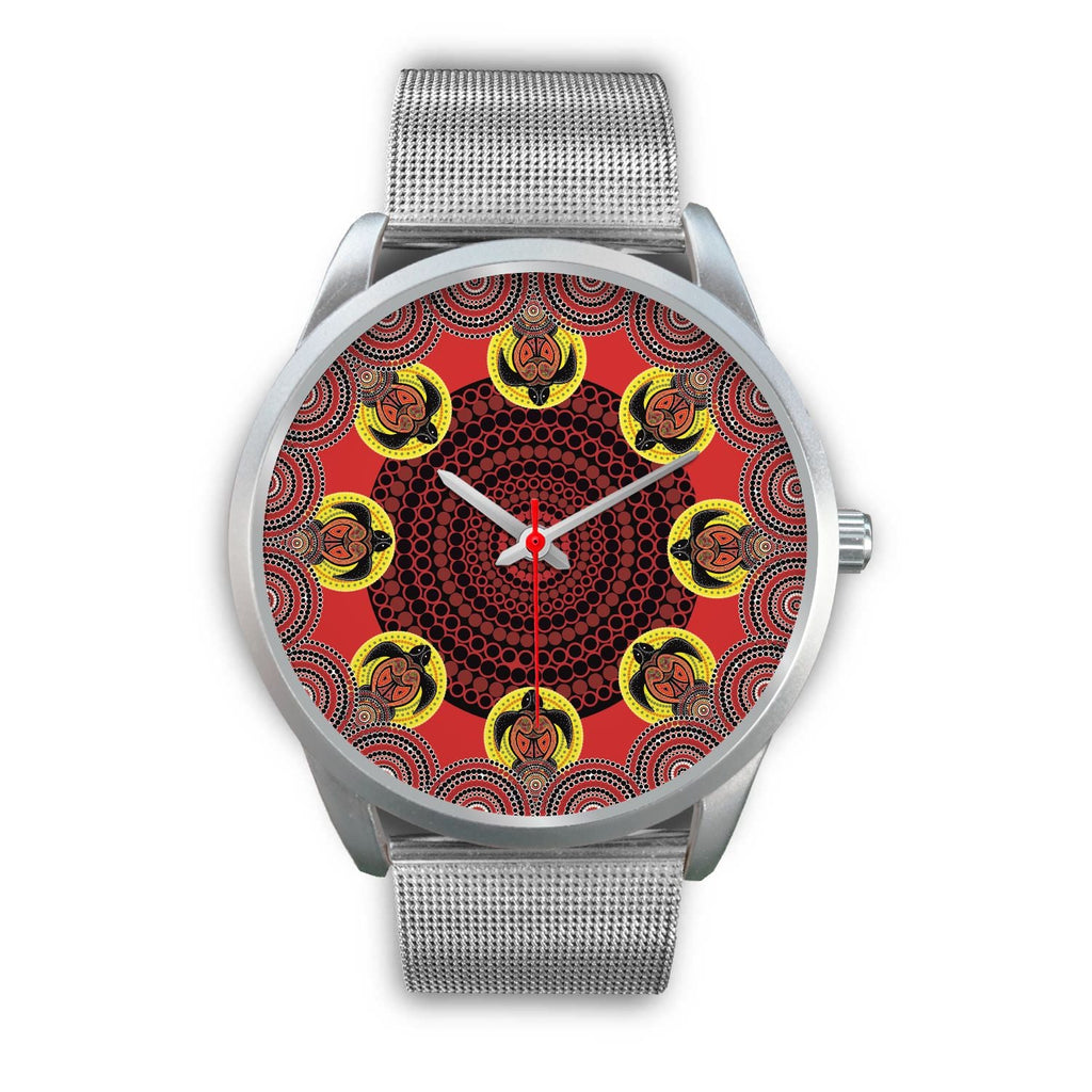 aboriginal-watch-turtle-indigenous-dot-painting-silver-watch-1