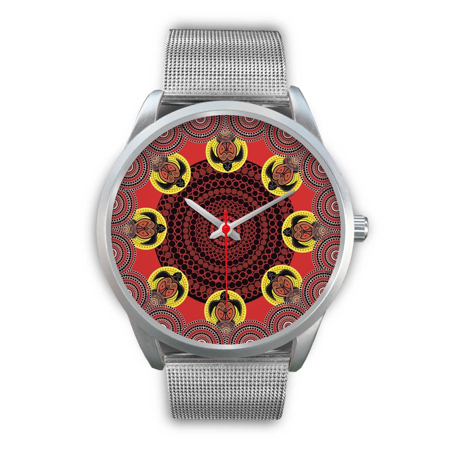 aboriginal-watch-turtle-indigenous-dot-painting-silver-watch-1