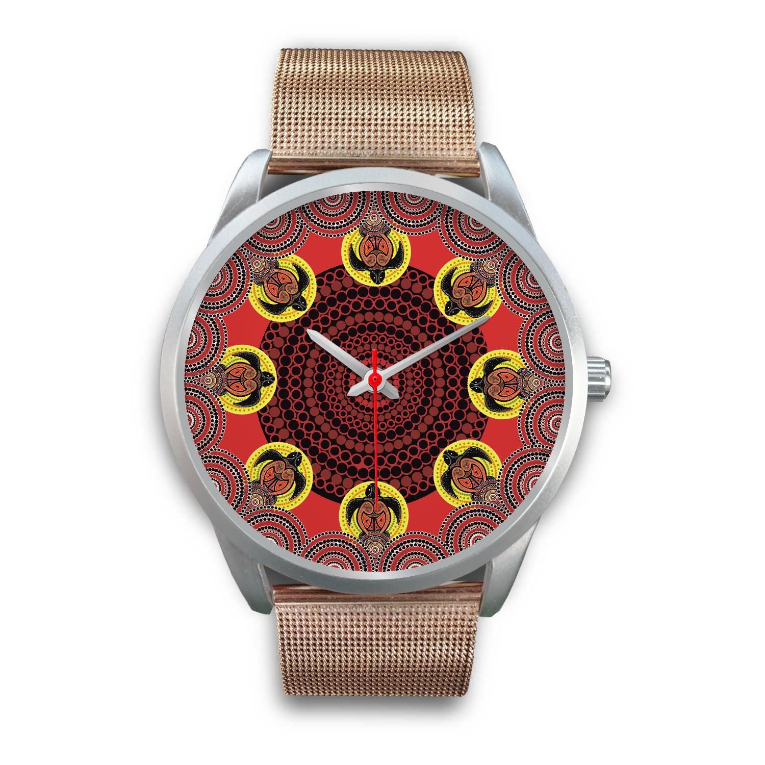 aboriginal-watch-turtle-indigenous-dot-painting-silver-watch-1