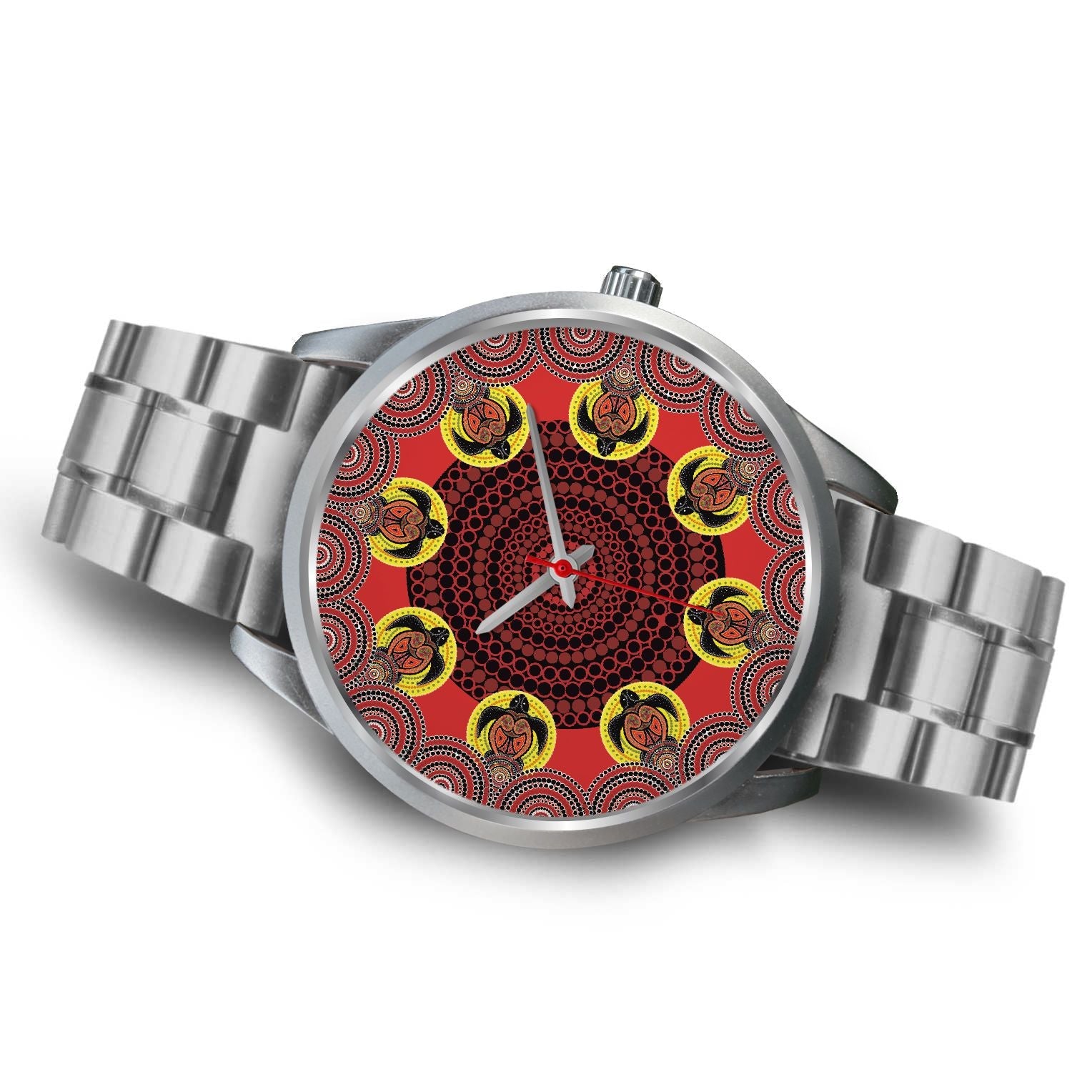 aboriginal-watch-turtle-indigenous-dot-painting-silver-watch-1