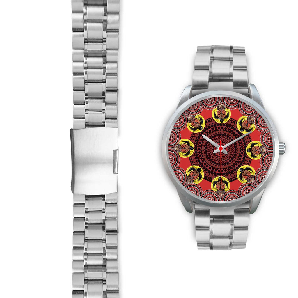 aboriginal-watch-turtle-indigenous-dot-painting-silver-watch-1