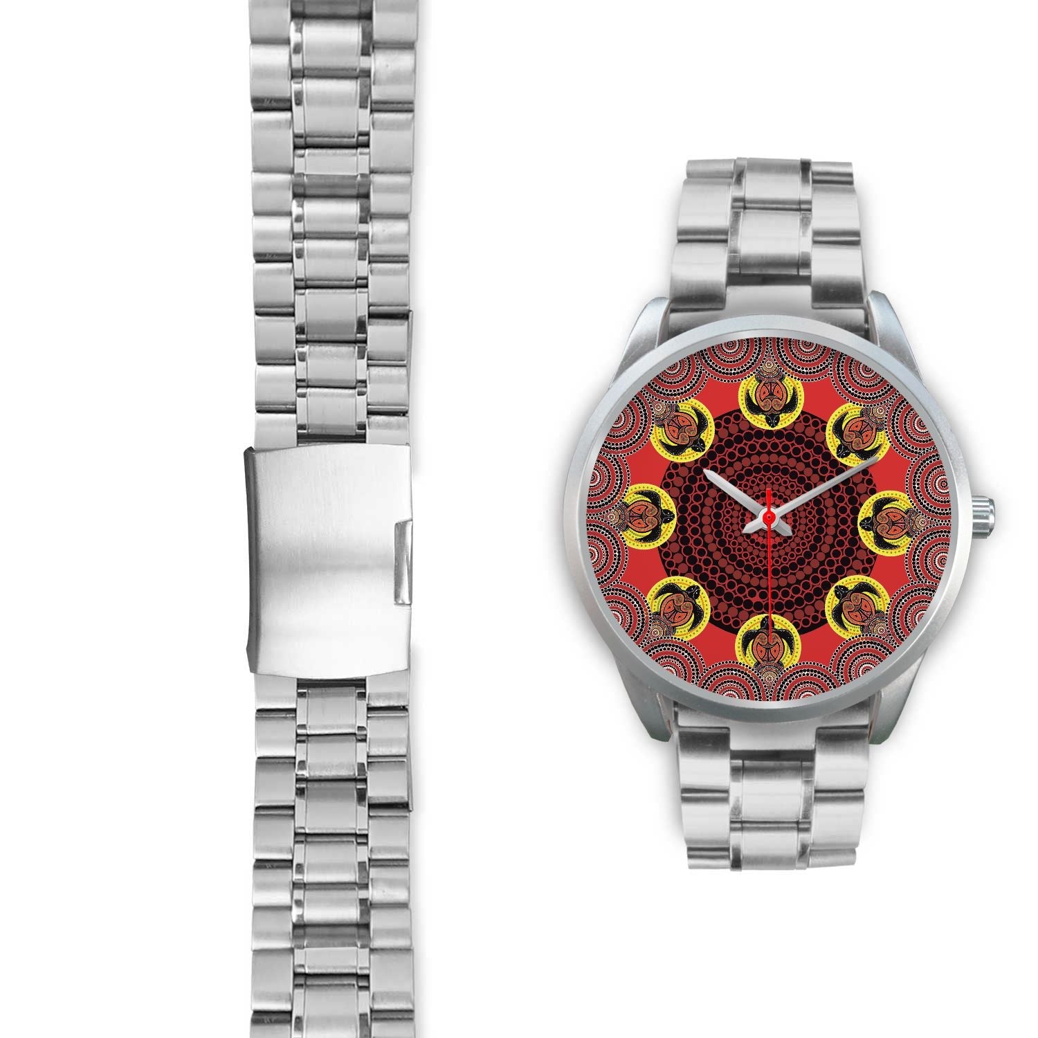 aboriginal-watch-turtle-indigenous-dot-painting-silver-watch-1