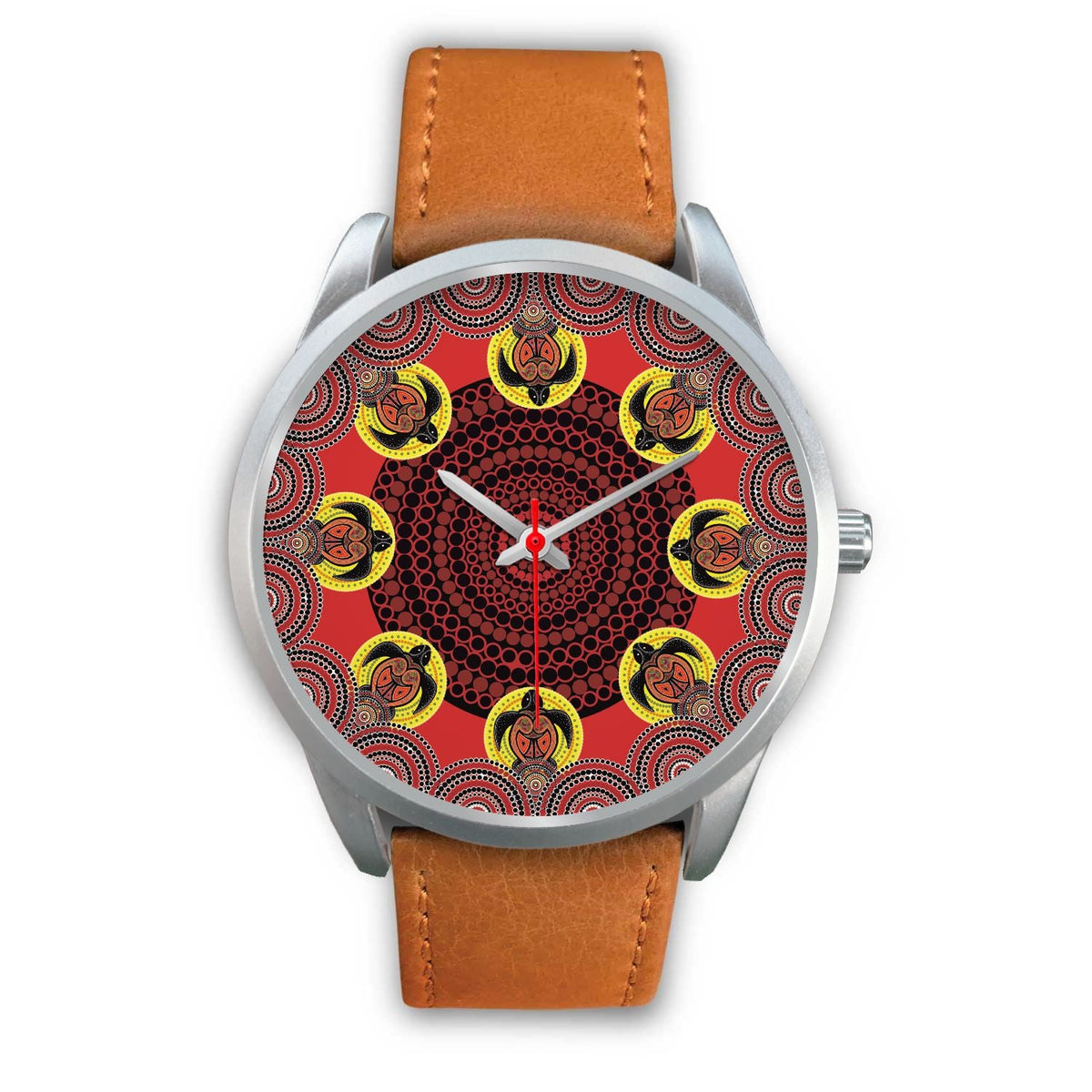 aboriginal-watch-turtle-indigenous-dot-painting-silver-watch-1