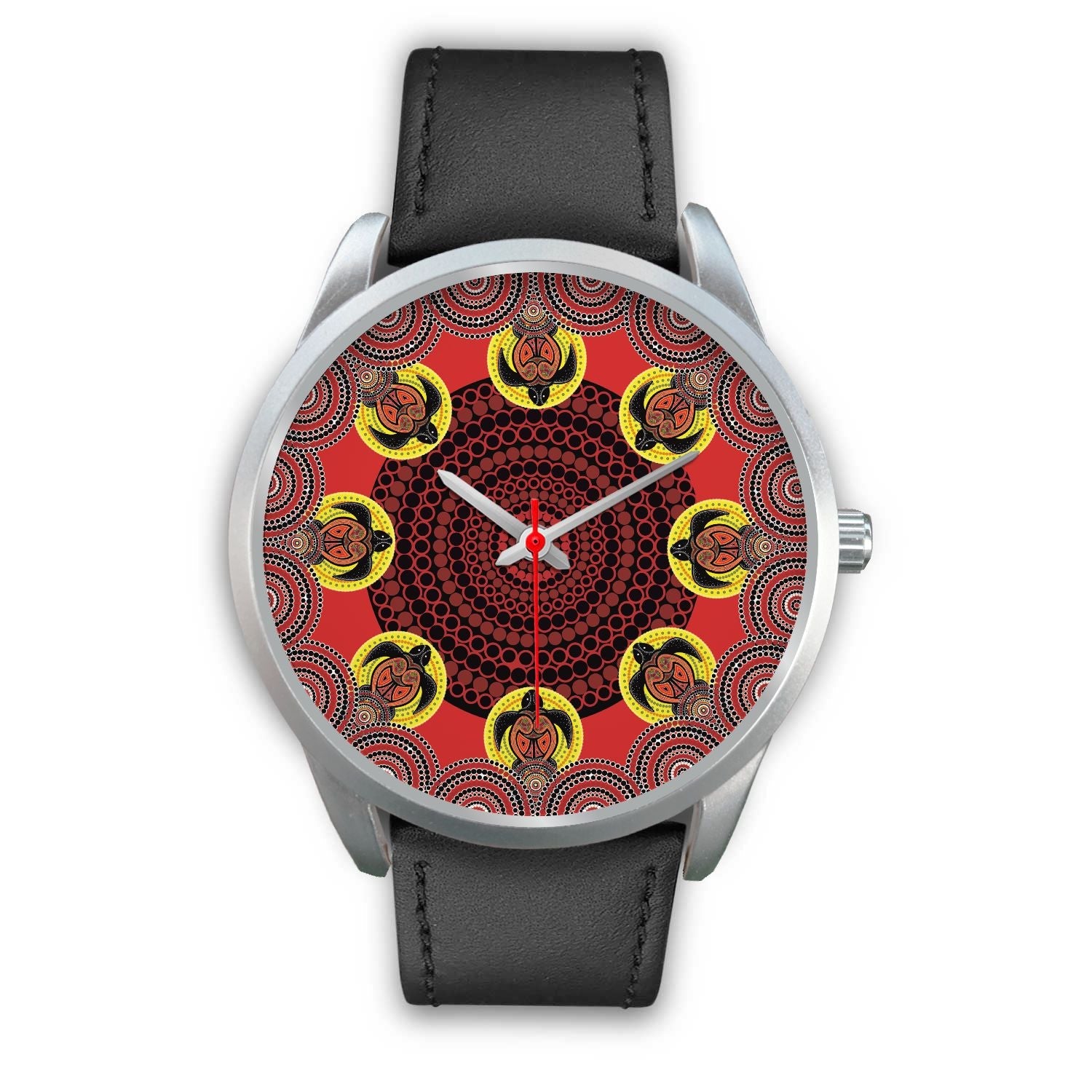 aboriginal-watch-turtle-indigenous-dot-painting-silver-watch-1