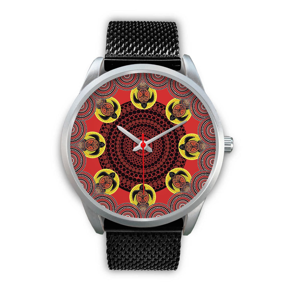 aboriginal-watch-turtle-indigenous-dot-painting-silver-watch-1
