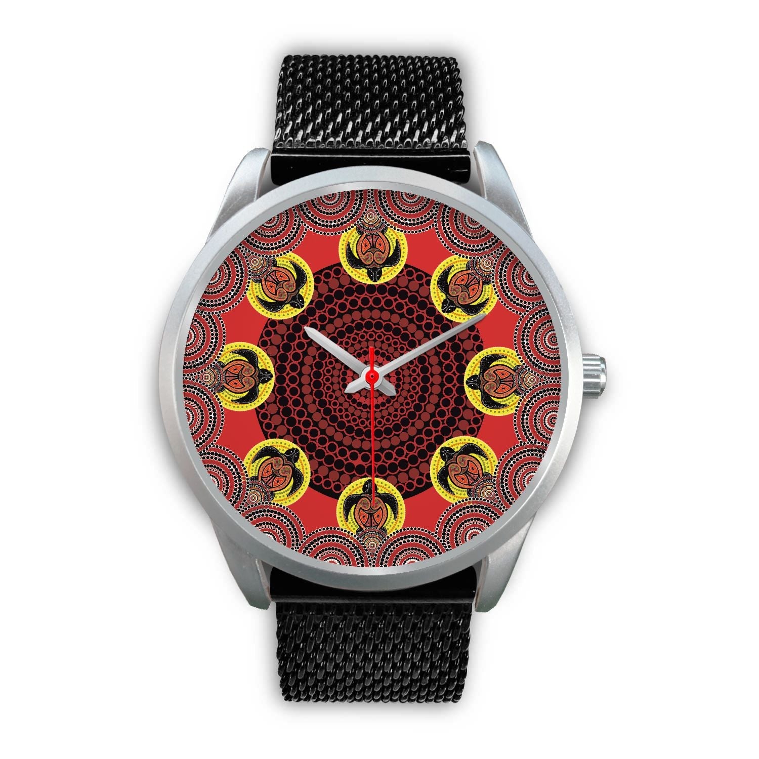 aboriginal-watch-turtle-indigenous-dot-painting-silver-watch-1