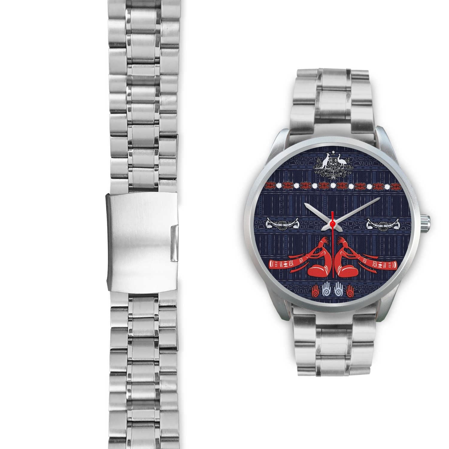 silver-watch-didgeridoo-australia-watch-australian-coat-of-arms-unisex-1