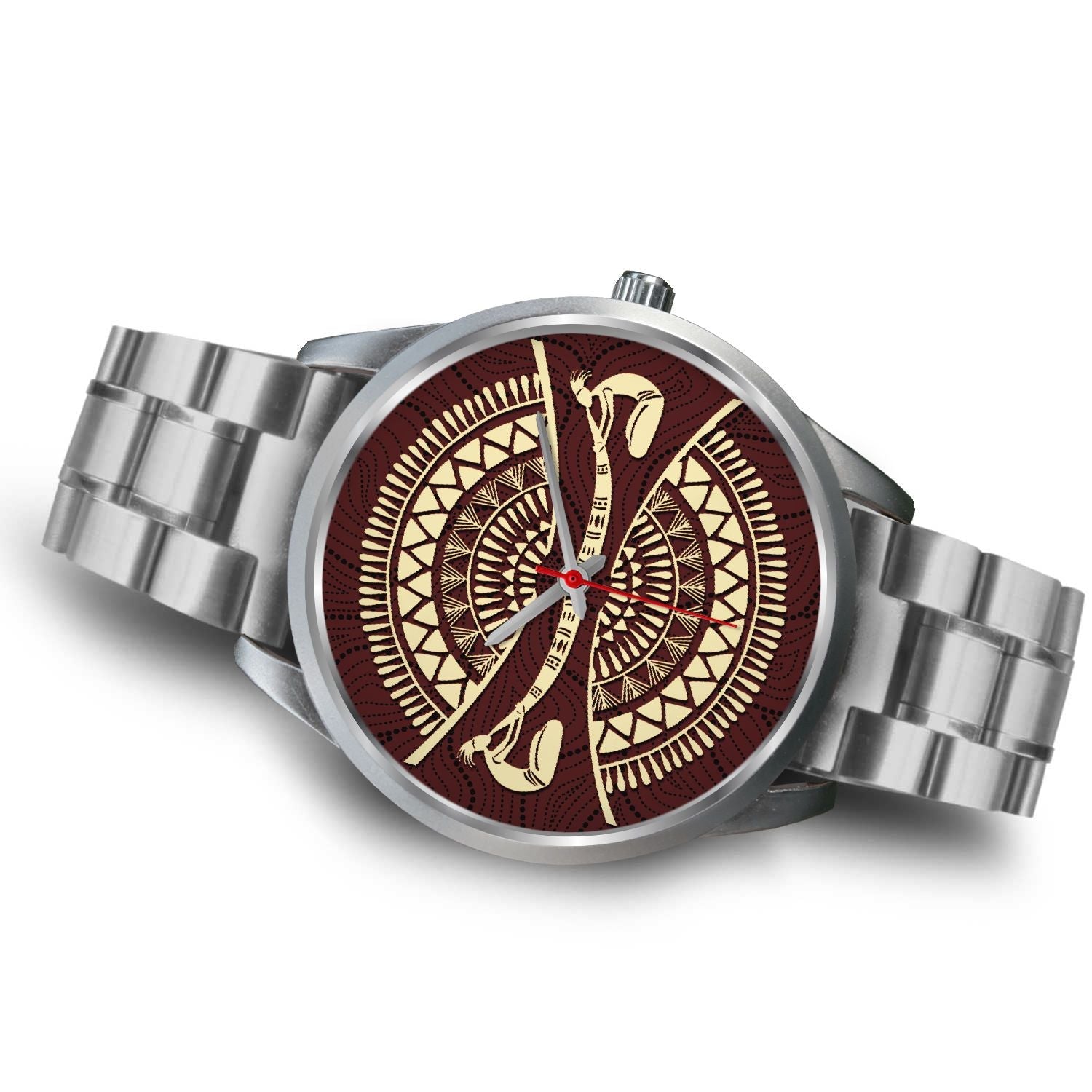 silver-watch-didgeridoo-australia-watch-australian-coat-of-arms-unisex
