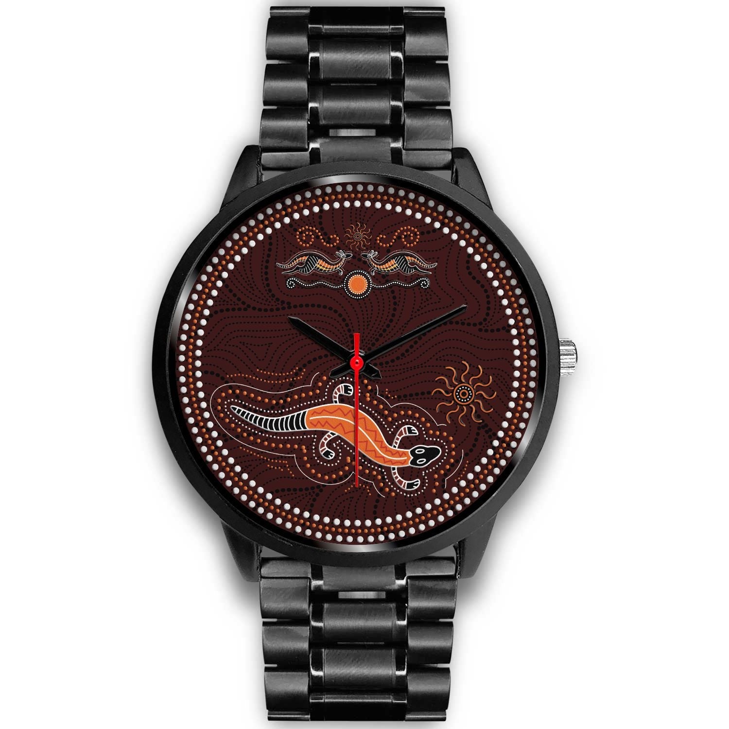 aboriginal-watch-lizard-watch-kangaroo-patterns-black-watch