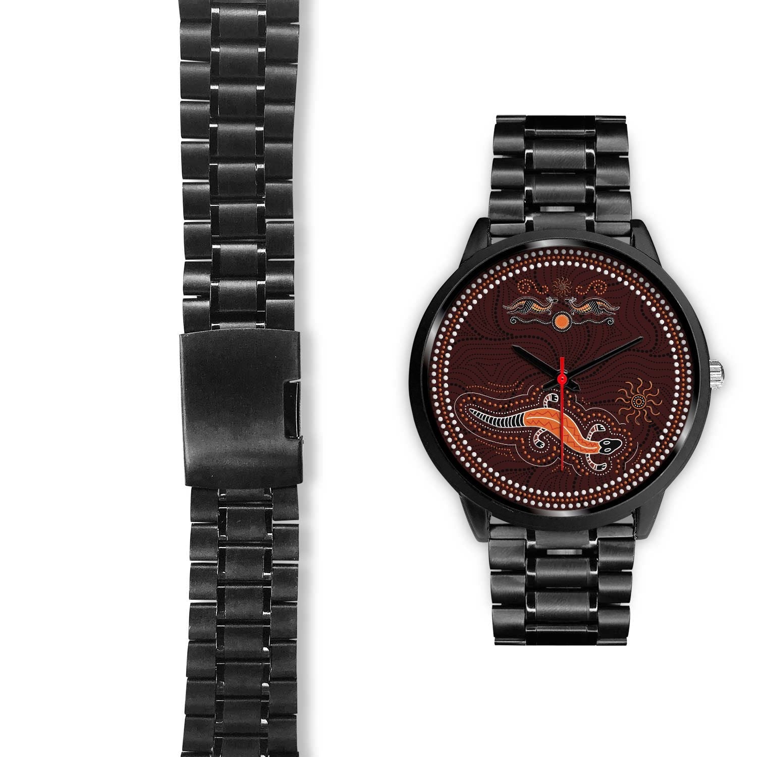 aboriginal-watch-lizard-watch-kangaroo-patterns-black-watch