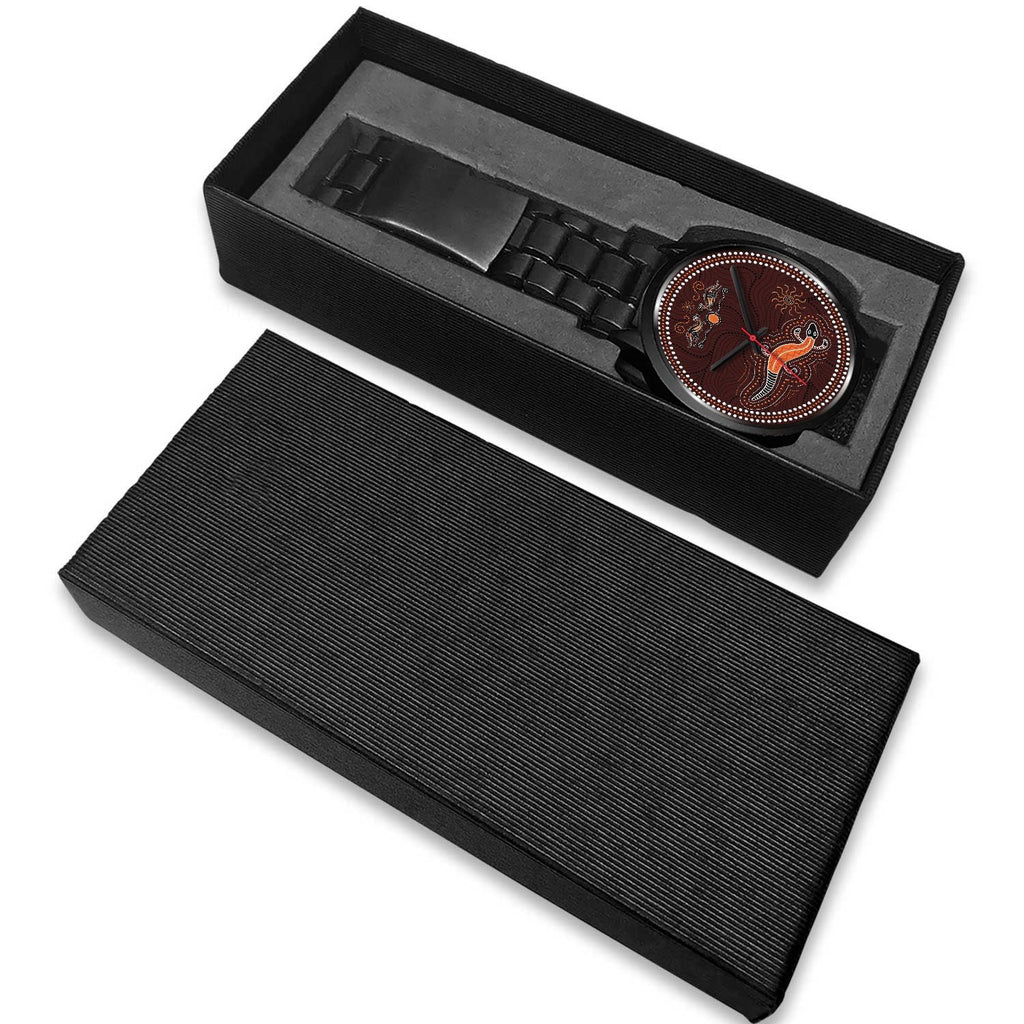 aboriginal-watch-lizard-watch-kangaroo-patterns-black-watch