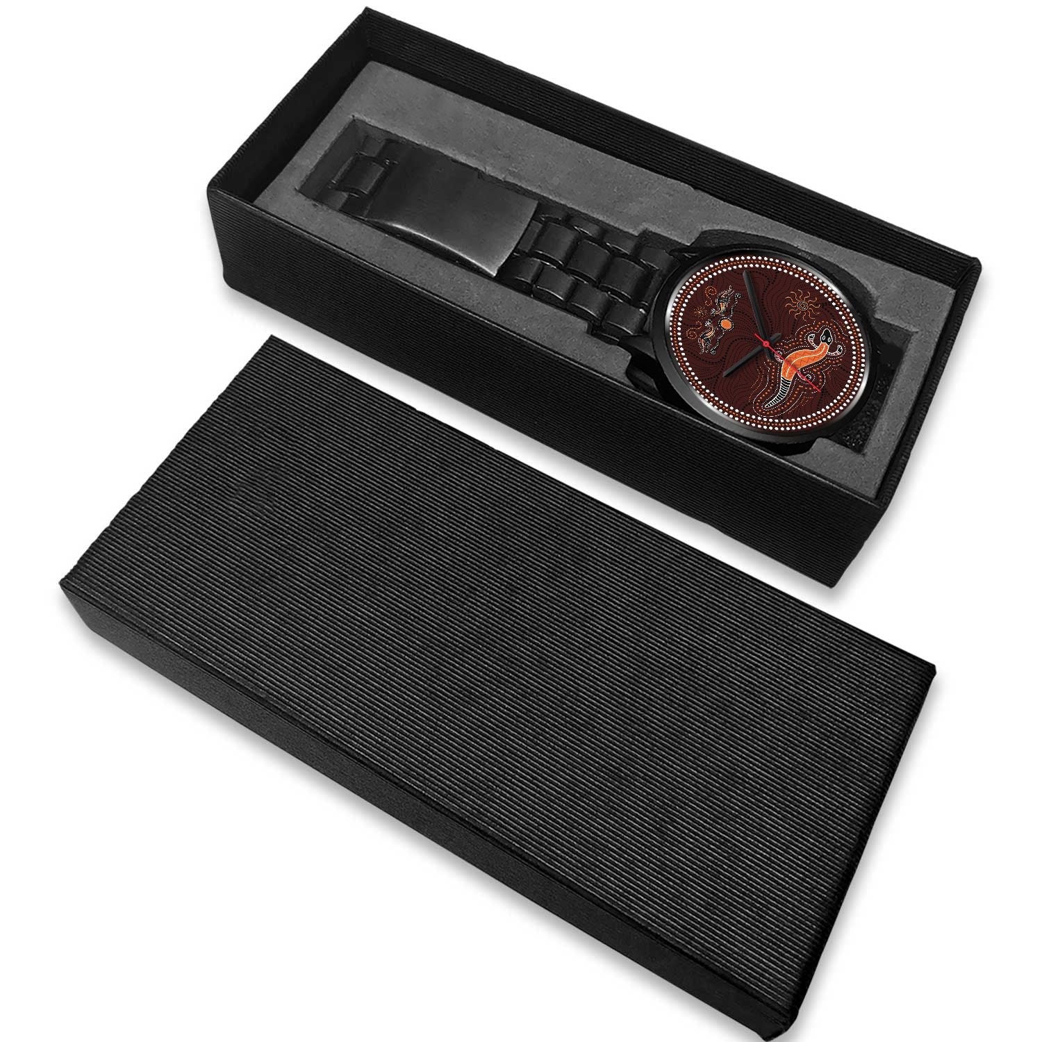 aboriginal-watch-lizard-watch-kangaroo-patterns-black-watch