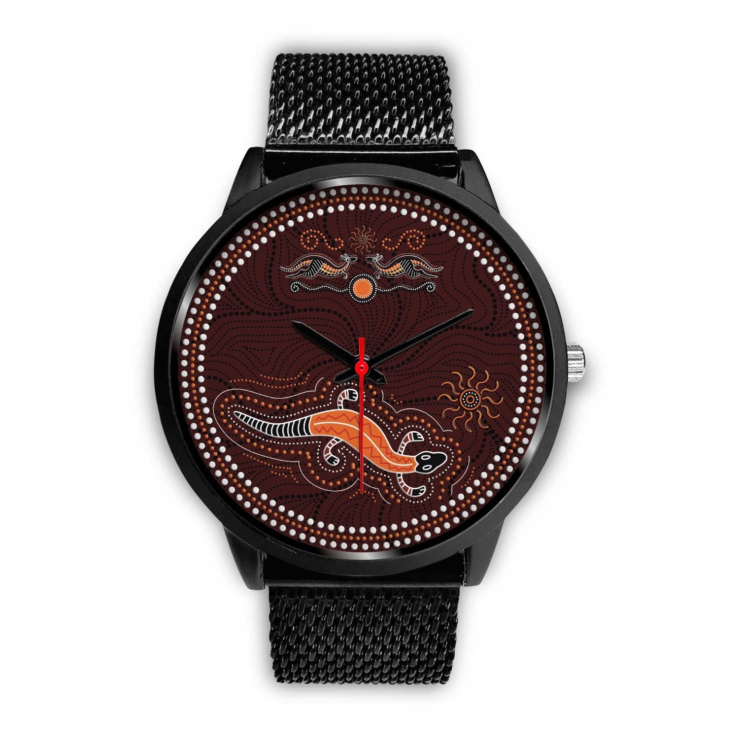 aboriginal-watch-lizard-watch-kangaroo-patterns-black-watch
