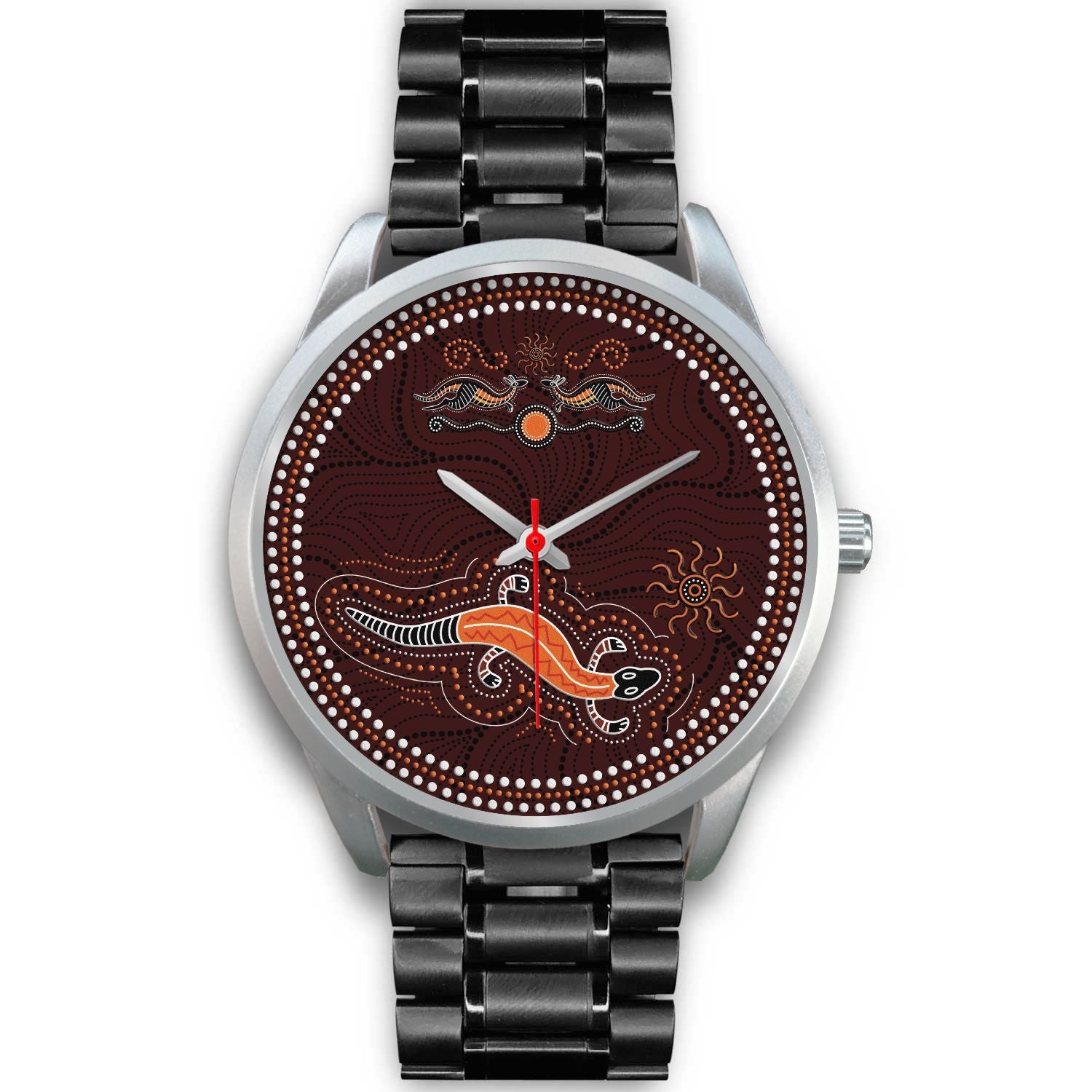 aboriginal-watch-lizard-watch-kangaroo-patterns-silver-watch