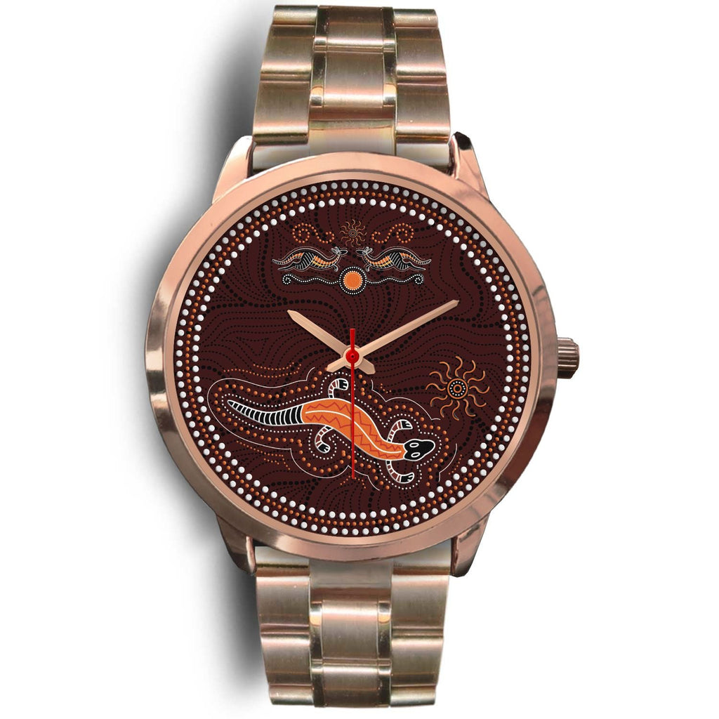 aboriginal-watch-lizard-watch-kangaroo-patterns-rose-gold-watch
