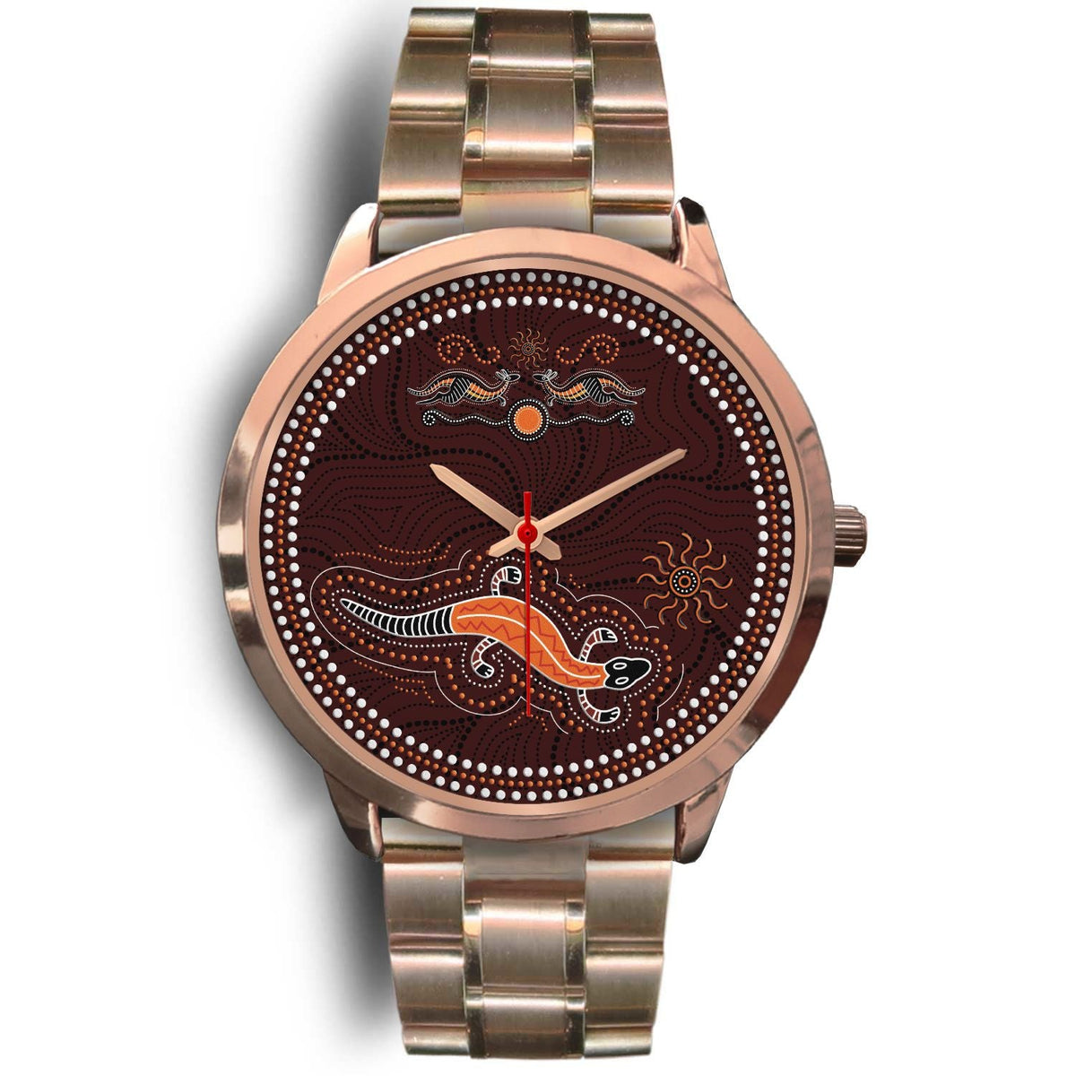 aboriginal-watch-lizard-watch-kangaroo-patterns-rose-gold-watch