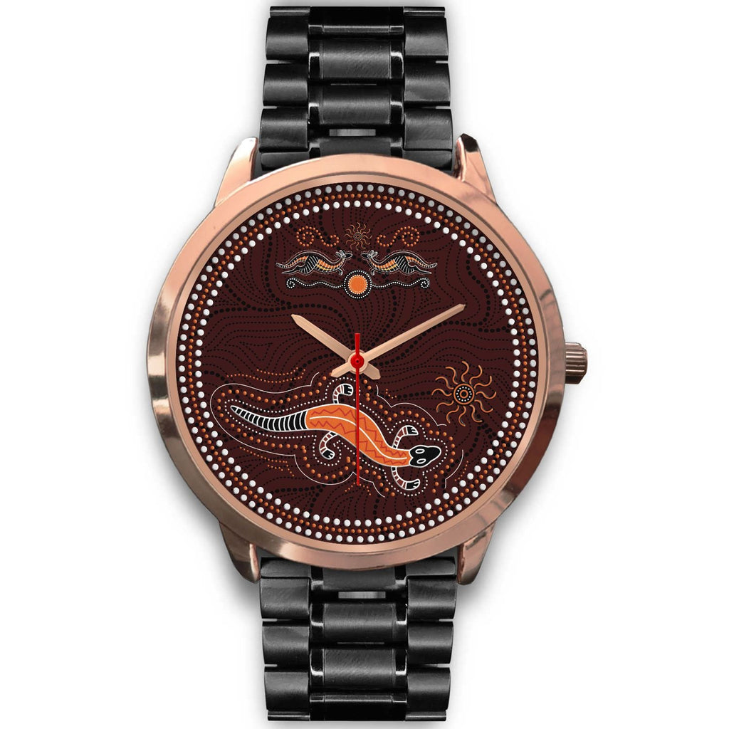 aboriginal-watch-lizard-watch-kangaroo-patterns-rose-gold-watch