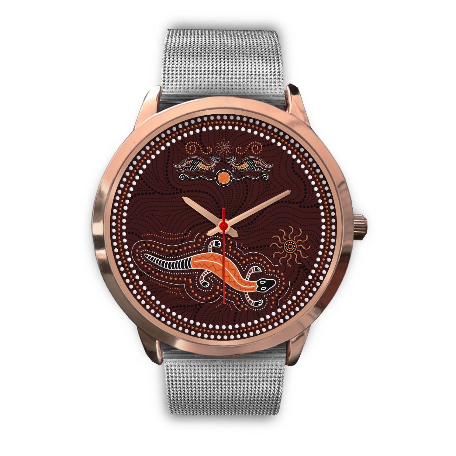 aboriginal-watch-lizard-watch-kangaroo-patterns-rose-gold-watch