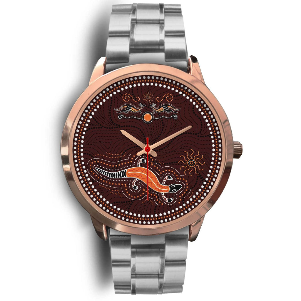 aboriginal-watch-lizard-watch-kangaroo-patterns-rose-gold-watch