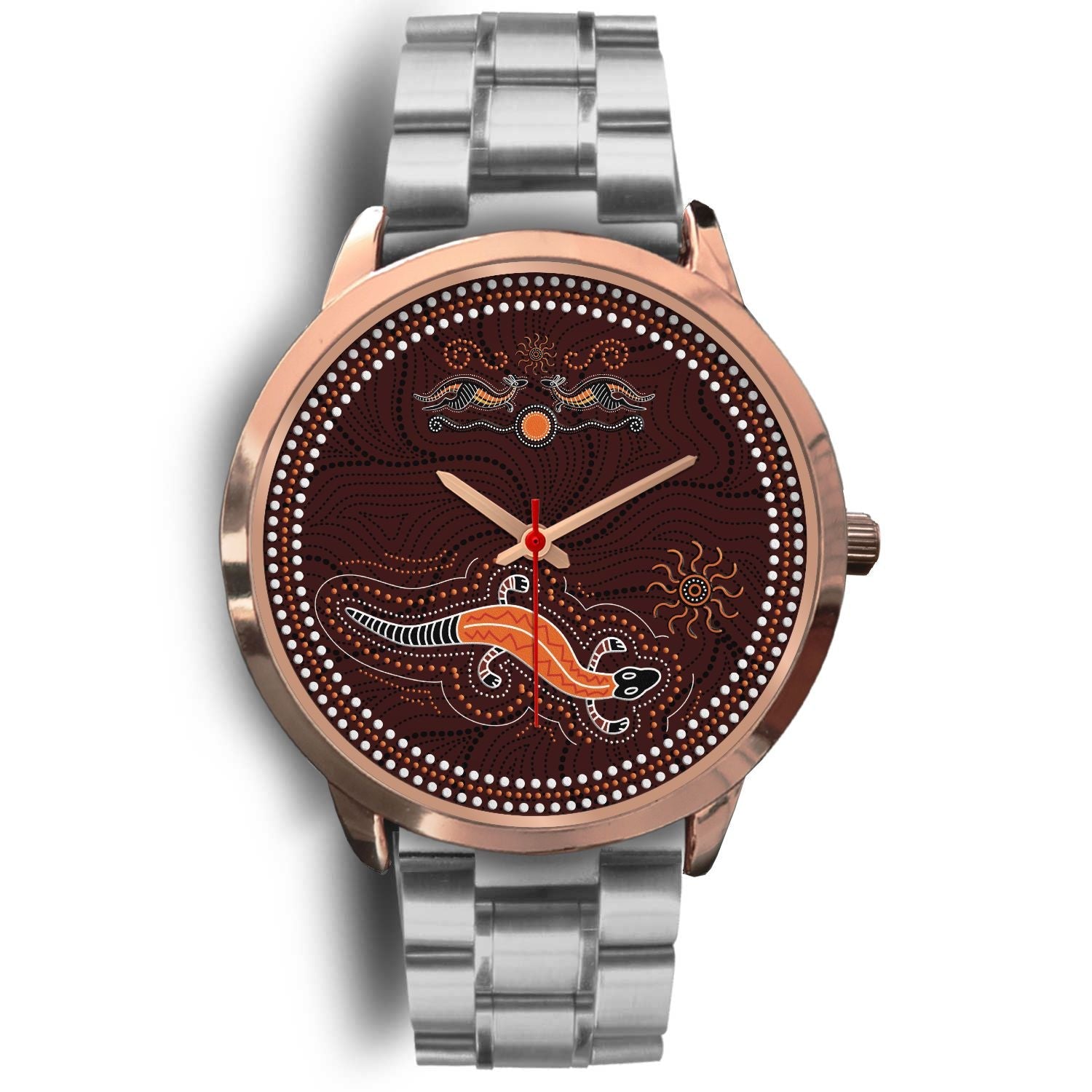 aboriginal-watch-lizard-watch-kangaroo-patterns-rose-gold-watch