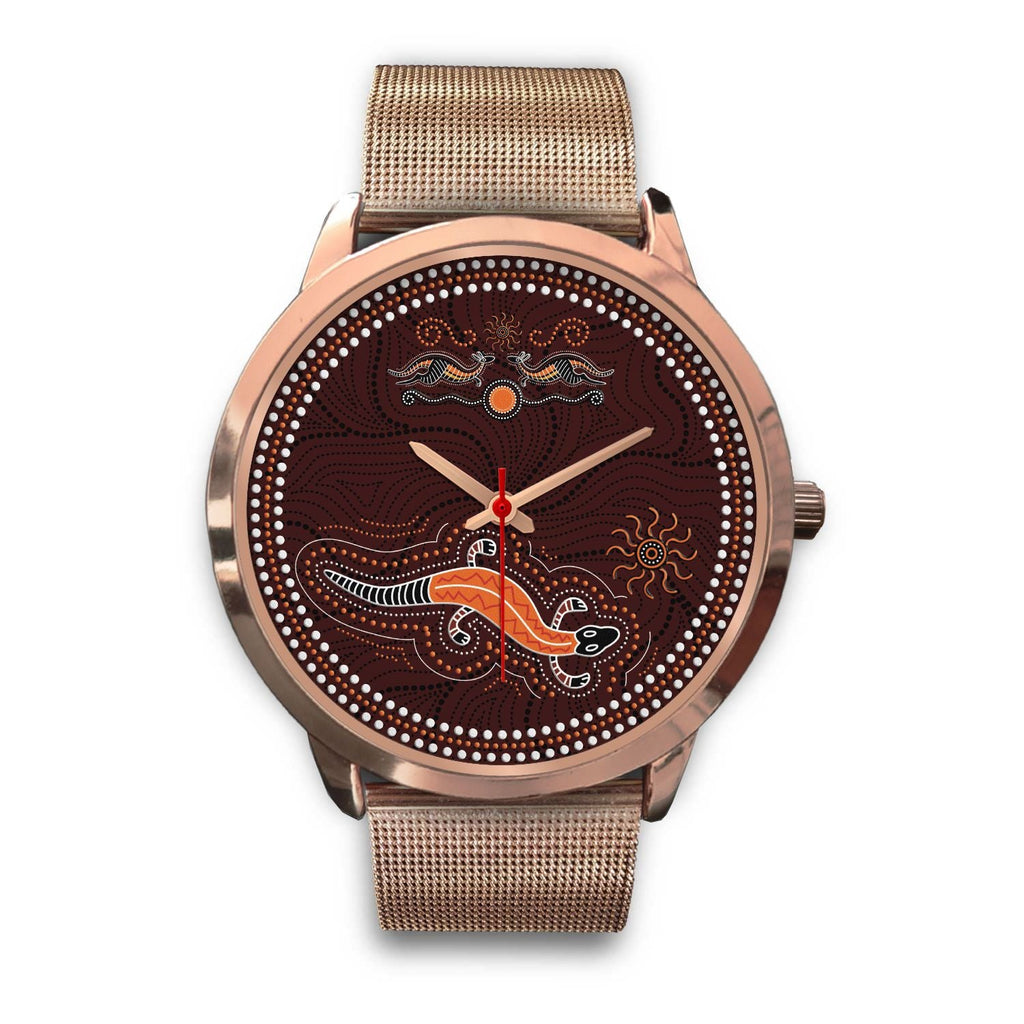 aboriginal-watch-lizard-watch-kangaroo-patterns-rose-gold-watch