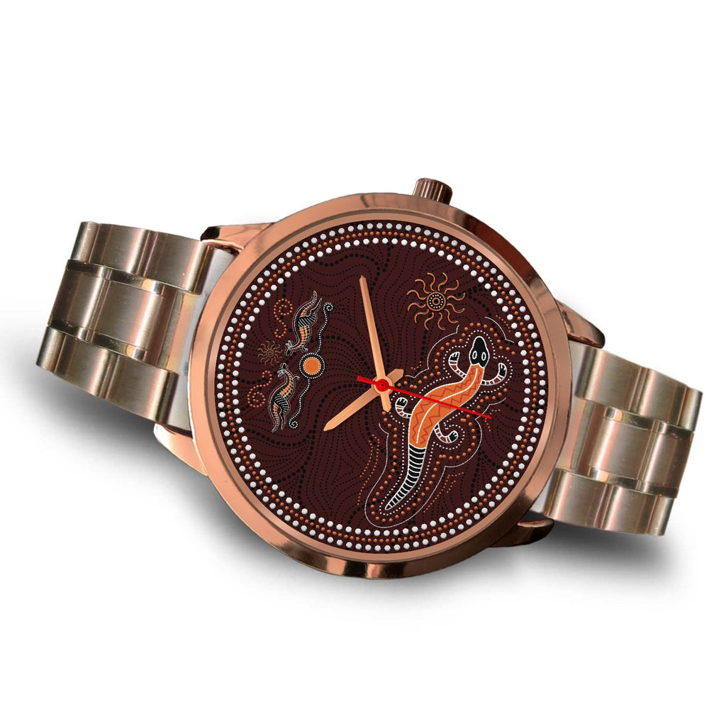 aboriginal-watch-lizard-watch-kangaroo-patterns-rose-gold-watch