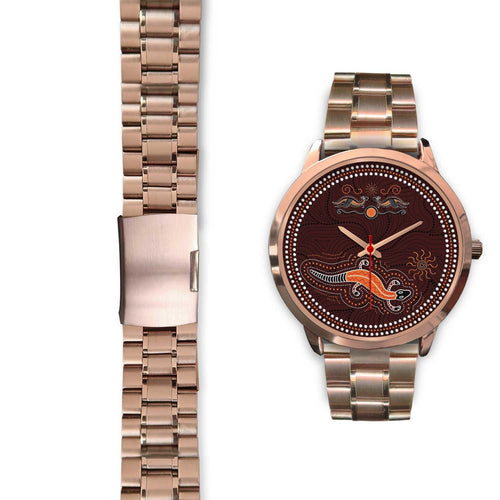 aboriginal-watch-lizard-watch-kangaroo-patterns-rose-gold-watch