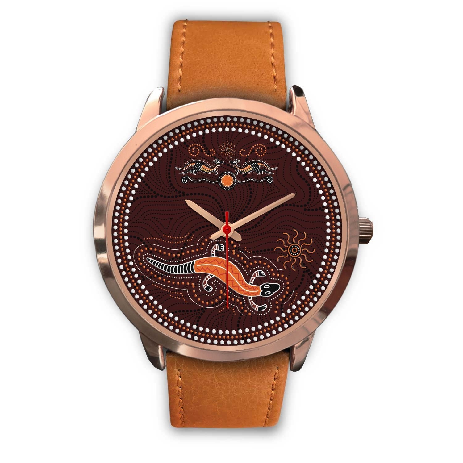 aboriginal-watch-lizard-watch-kangaroo-patterns-rose-gold-watch