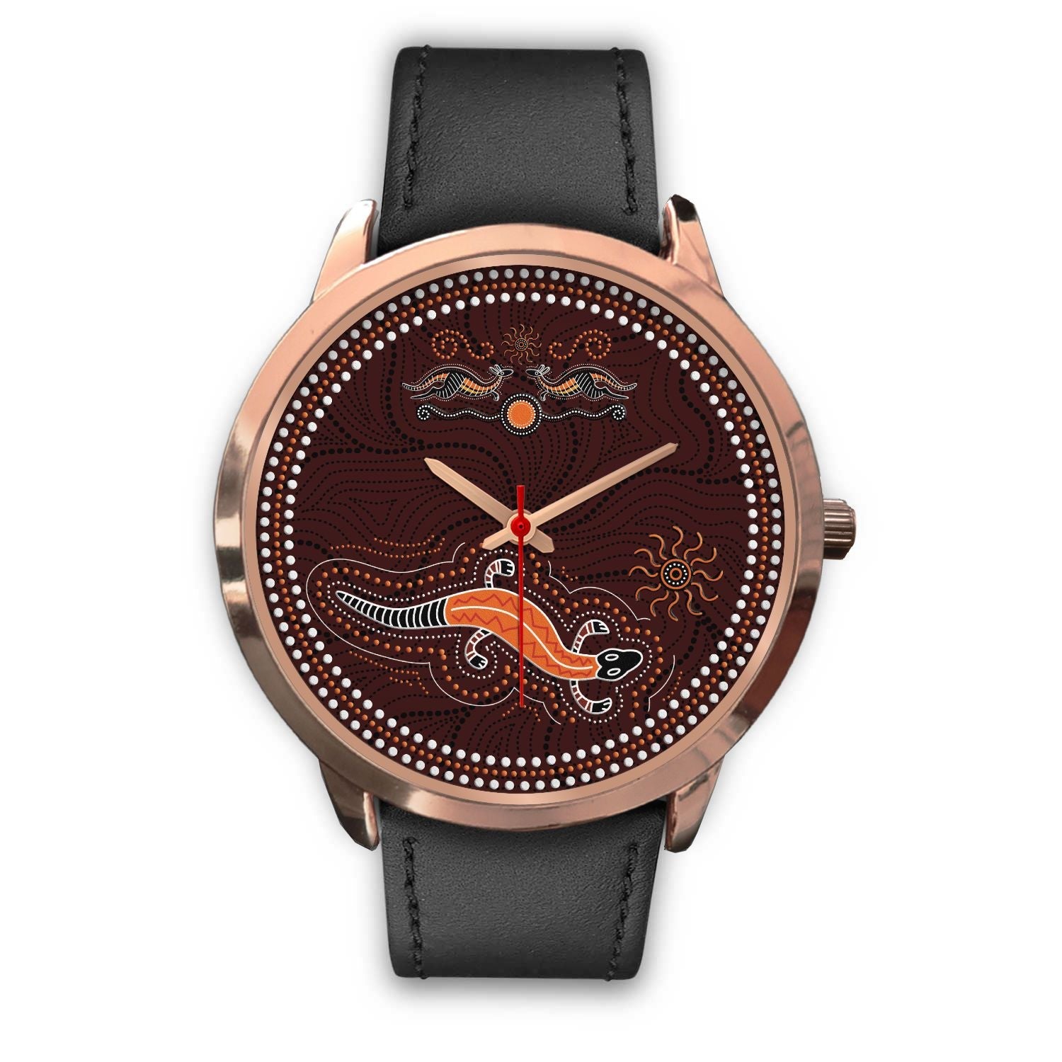 aboriginal-watch-lizard-watch-kangaroo-patterns-rose-gold-watch