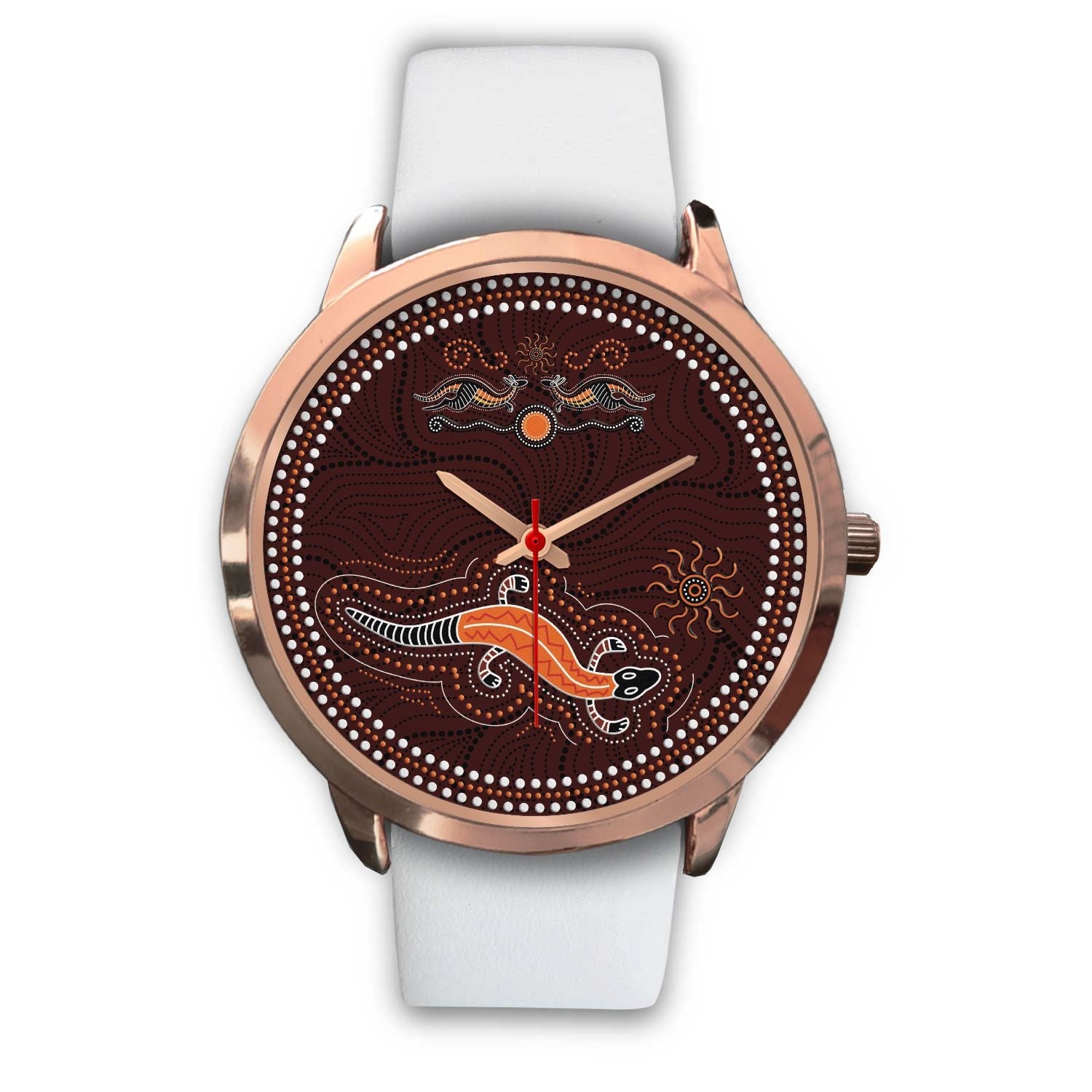 aboriginal-watch-lizard-watch-kangaroo-patterns-rose-gold-watch