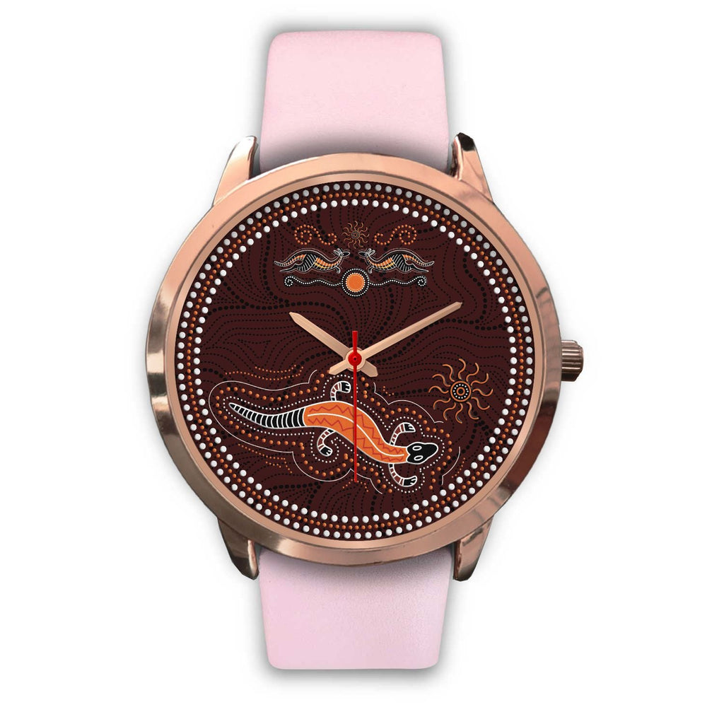 aboriginal-watch-lizard-watch-kangaroo-patterns-rose-gold-watch