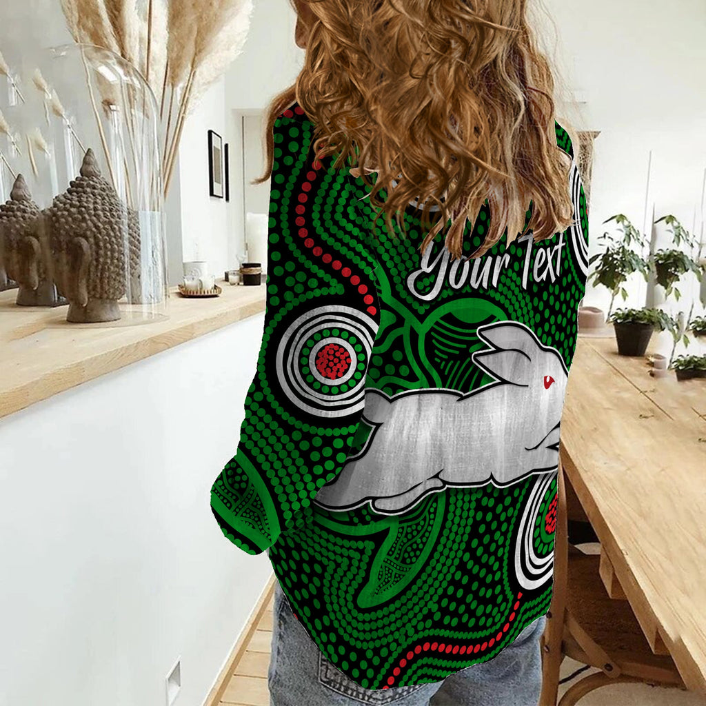 custom-personalised-rabbitohs-indigenous-women-casual-shirt-simple-green